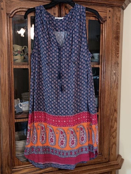 BLL new york Dresses & Skirts - Paisley Border Sleeveless Midi Dress - Blue, Orange & Pink